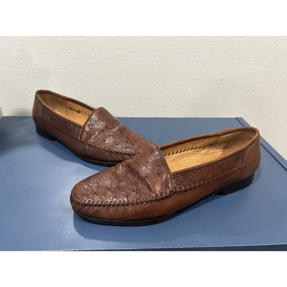 Mezlan Andre Genuine Ostrich Brown Loafers Mens Sz 10 D